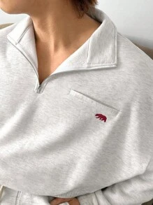 ESTAVOR 男士休闲灰色针织长袖套头衫，适合秋冬 - 白色 - 查看 4