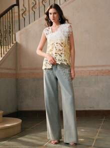 Anewsta Elegant & Fashionable 3D Flower Decor Women Summer Tank Top, Design Oriented