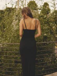 Aralina Women Elegant Solid Color Spaghetti Strap Cutout Summer Vacation Date Night Fitted Dress