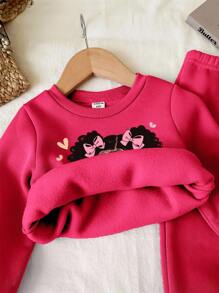 SHEIN 女婴针织柔软套头衫休闲厚毛衣套装，适合秋冬季