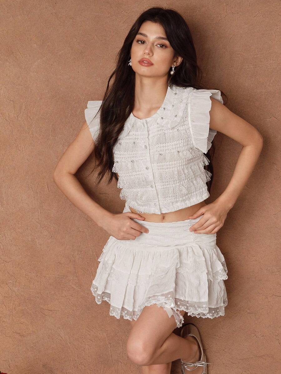 Savoree Elegant High Waist Tulle Ballet Style Skirt