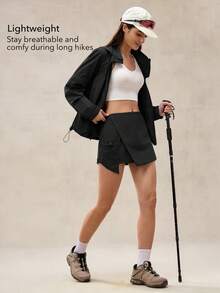 OutZeal 女士户外短裤 夏季徒步露营 防水轻便工装短裙 - 黑色 - 查看 4