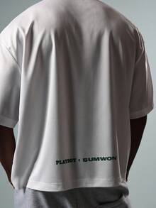 PLAYBOY X SUMWON 经典短袖 Polo 衫，带兔子标志，条纹设计，街头休闲夏季春季复古运动领学院风奢华网球俱乐部风格 - 白色 - 查看 5