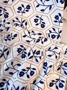 Franclia 2件套 女式夏季休闲印花流苏边吊带背心和短裤 大学校园服装 - 彩色 - 查看 8