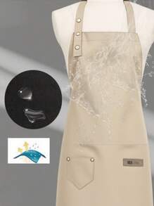 1 件装厨房防水防油围裙，带口袋围裙，涤纶防污厨房围裙，适用于家庭、餐厅、工艺、花园、烧烤、学校、咖啡馆的烹饪围裙，男女通用围裙（卡其色）圣诞节节日礼物 - 卡其色 - 查看 5