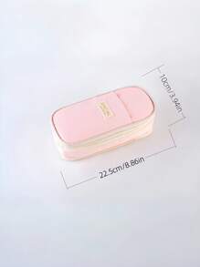 1Pc 10*25cm Large Capacity Canvas Zipper Pencil Bag Pencil Case, Student Study Supplies Office Supplies, Expandable Pencil Case Storage Bag, Multi-Functional Creative Student Gift Cosmetic Bag Travel Bag Back To School, Six Colors Optional,Back To School,School Supplies - Multicolor - View 13