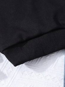 2 件套女童蝴蝶结装饰运动衫上衣和牛仔长裤，带蝴蝶结饰边，服装套装 - 黑色 - 查看 4