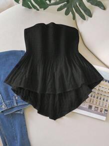 CosyJoli Áo kiểu dáng mùa hè cỡ lớn, thoải mái, vạt áo bất đối xứng, thích hợp cho nữ, phù hợp cho kỳ nghỉ lãng mạn, khu nghỉ dưỡng biển và các dịp lễ hội. - màu đen - Xem 2