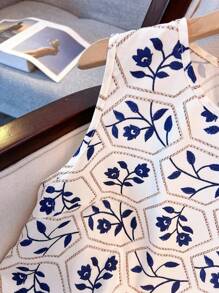 Franclia 2件套 女式夏季休闲印花流苏边吊带背心和短裤 大学校园服装 - 彩色 - 查看 6