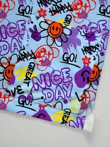 PopScrub Plus Size Women V-Neck Short Sleeve Double Pocket Hang Ear Design Cute Cartoon Graffiti Simple Prosperity Print Nurse Uniform Top/Doctor Work Wear Top/Examination & Surgery Uniform Top/ Solid Color Pet Grooming Work Wear Top/ Nutritionist Work Wear Short Sleeve Top/ Lab Work Wear Top, Multi-Pocket Functional Work Wear Top