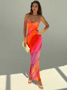 Aloruh Damen Allover Muster tailliertes elegantes langes Kleid, ärmellos, Sommer-Outfits, Sommerkleidung, Strand-Outfits für Frauen, Strandurlaub, Urlaubs-Outfits für Frauen, Boho, tropische Urlaubskleidung für Frauen, tropische Urlaubskleidung für Frauen, Hochzeitsgastkleid für Frauen, Brautparty-Kleid, weiß, elegant, bescheiden, geblümt, Ausgehen, Ausgeh-Oberteile, Ausgeh-Outfits für Frauen - Pink - Übersicht 4