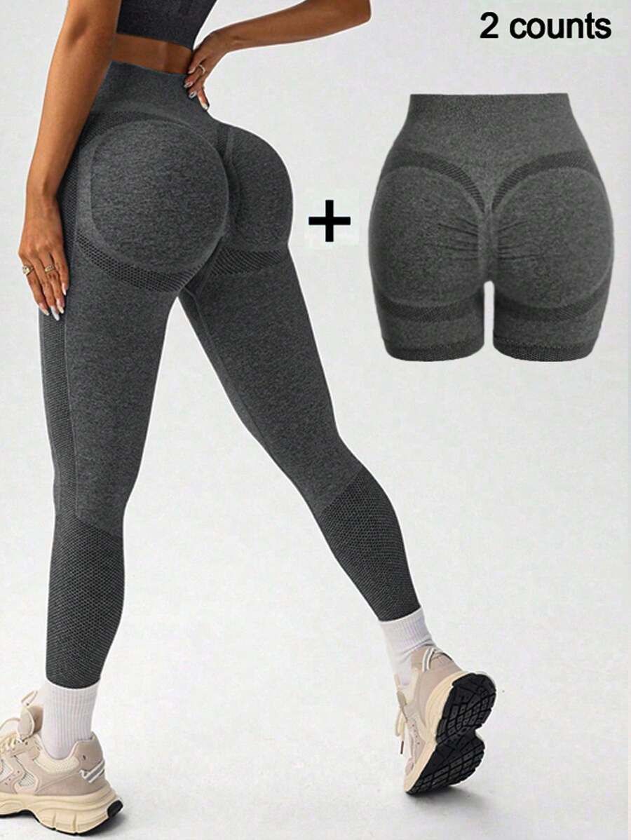 Easithlete سراويل رياضية من قماش صلب قصيرة وطويلة ، ملابس سفلية رياضية للياقة البدنية اليومية - رمادي غامق - مشاهدة 1