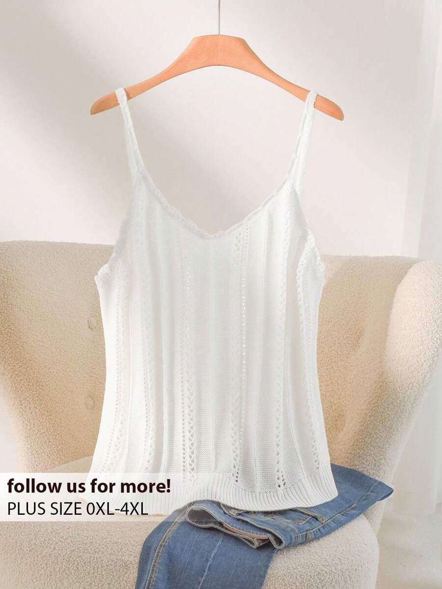 CosyJoli Plus Size Casual Resort Crochet Strap Top And Tank