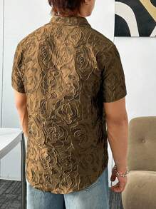 ESTAVOR Áo sơ mi nam tay ngắn dệt thời trang đường phố, phù hợp cho mùa hè - Màu vàng - Xem 4