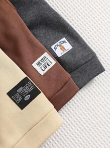 SHEIN 6 件套男婴/女婴可爱字母印花长袖连帽卫衣和男孩慢跑裤套装，中性婴儿服装，男婴冬装 - 彩色 - 查看 4