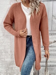 SHEIN LUNE Cárdigan suelto de hombros caídos de unicolor casual