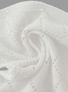 Chiquease Áo len đan hở lưng gợi cảm phong cách châu Âu và Mỹ mới 2025 cho nữ - trắng - Xem 5