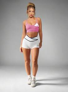 Missguided x Playboy Biustonosz sportowy z regulowanym paskiem, trening o dużym wpływie, fitness, joga, bieganie, odzież sportowa, odprowadzanie wilgoci, odzież aktywna - Różowy - Zobacz 3