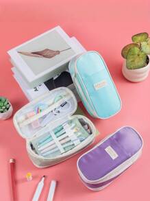 1Pc 10*25cm Large Capacity Canvas Zipper Pencil Bag Pencil Case, Student Study Supplies Office Supplies, Expandable Pencil Case Storage Bag, Multi-Functional Creative Student Gift Cosmetic Bag Travel Bag Back To School, Six Colors Optional,Back To School,School Supplies - Multicolor - View 12