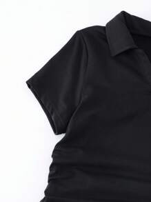 Sparklyn 2pcs/Set Teen Girls Elegant Casual All-Match Solid Color Long Sleeve Fitted T-Shirt Combo, Versatile & Easy To Match In Multiple Colors - Black and White - View 6