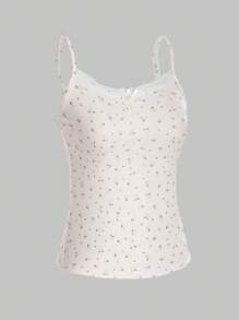 Tween Girl' Lace Patchwork Ditsy Floral Camisole Underwear, Simple And Fashionable Design - Apricot - View 3