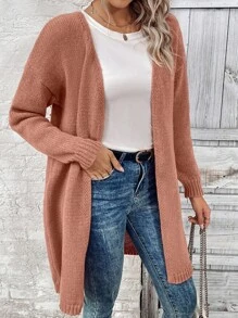 SHEIN LUNE Cárdigan suelto de hombros caídos de unicolor casual