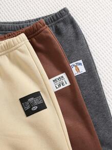 SHEIN 6 件套男婴/女婴可爱字母印花长袖连帽卫衣和男孩慢跑裤套装，中性婴儿服装，男婴冬装 - 彩色 - 查看 8