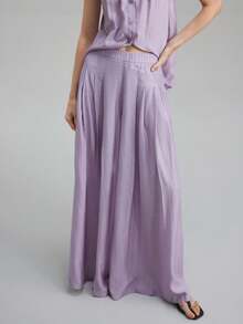 Ontre Bộ trang phục phong cách nghỉ dưỡng 2 món dành cho nữ, vải len và tencel, trang phục công sở thường ngày, phù hợp cho bãi biển, ngày lễ, lễ hội âm nhạc, phong cách Boho - Màu tím - Xem 8