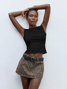 Maija 女士休闲纯色修身T恤，百搭上衣，适合外出、商务、学校、办公室穿着，秋季 - 黑色 - 查看 4