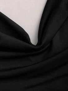 Sweetra 女士性感金属装饰纯色细肩带无袖连体裤，修身版型，适合夏季日常休闲通勤 - 黑色 - 查看 4