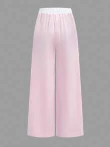 SHEIN Tween Girl Clothes  Tween Girls With Relaxed Fit And Sporty Style Lightweight Polyester Pink Straight Leg Pants For Tween Girls With Sporty Style, Back To School Clothes Girls, Pink Sweatpants Wide Leg Sweatpants Y2k Pants Track Pants Fall Winter - Pink - View 3