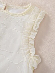 年轻女孩夏季优雅纯色荷叶边吊带背心和裤子套装