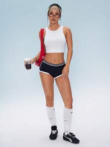 SHEIN Sport Studio Damen Sommer Komfortable Atmungsaktive Mesh Patchwork Sport Weste
