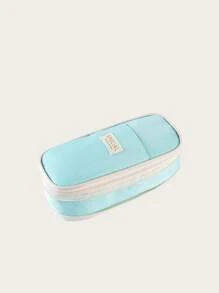 1Pc 10*25cm Large Capacity Canvas Zipper Pencil Bag Pencil Case, Student Study Supplies Office Supplies, Expandable Pencil Case Storage Bag, Multi-Functional Creative Student Gift Cosmetic Bag Travel Bag Back To School, Six Colors Optional,Back To School,School Supplies - Multicolor - View 7