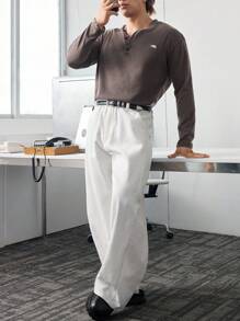 ESTAVOR 男士立领长袖针织毛衣，适合秋季 - 咖啡棕 - 查看 5