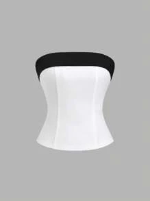 SHEIN Unity 女士优雅通勤意大利蝴蝶结抹胸上衣，百搭