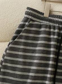 INAWLY Plus Size Women Casual Everyday Knit Drawstring Waist Skirt - Multicolor - View 5