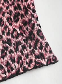 SHEIN PETITE Bộ 2 chân váy xếp nếp nhiều lớp không dây họa tiết da báo mùa xuân/hè cho nữ nhỏ nhắn - Hồng - Xem 5