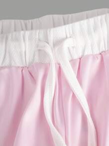 SHEIN Tween Girl Clothes  Tween Girls With Relaxed Fit And Sporty Style Lightweight Polyester Pink Straight Leg Pants For Tween Girls With Sporty Style, Back To School Clothes Girls, Pink Sweatpants Wide Leg Sweatpants Y2k Pants Track Pants Fall Winter - Pink - View 6