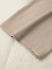 GlowEve CURVE Quần ống đứng cạp chun màu tương phản cỡ lớn cho nữ thường ngày - Màu Khaki - Xem 5