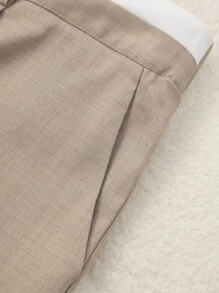 GlowEve CURVE Quần ống đứng cạp chun màu tương phản cỡ lớn cho nữ thường ngày - Màu Khaki - Xem 6