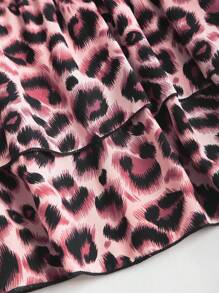 SHEIN PETITE Bộ 2 chân váy xếp nếp nhiều lớp không dây họa tiết da báo mùa xuân/hè cho nữ nhỏ nhắn - Hồng - Xem 4