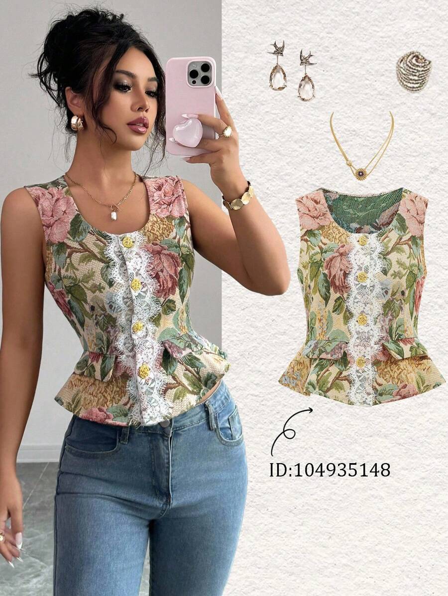 Elenzga Women's Elegant Sleeveless Cardigan, Embroidered Thick Fabric, Autumn