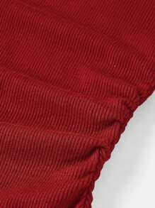 SHEIN Serisse Kids Đầm dài tay cạp trễ màu trơn thời trang thường ngày thanh lịch cho bé gái tuổi teen - Màu Đỏ Sâu - Xem 6