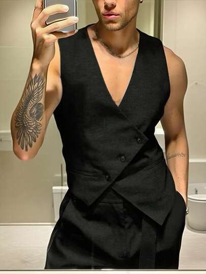 Camisa casual de oficina de verano con bolsillo con botones para hombre