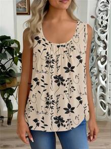 EMERY ROSE Women Ruffle Trim Loose Camisole Tanks, Vacation Wear, Suitable For Spring & Summer Women Sleeveless Tops Back To School - Multicolor - View 1