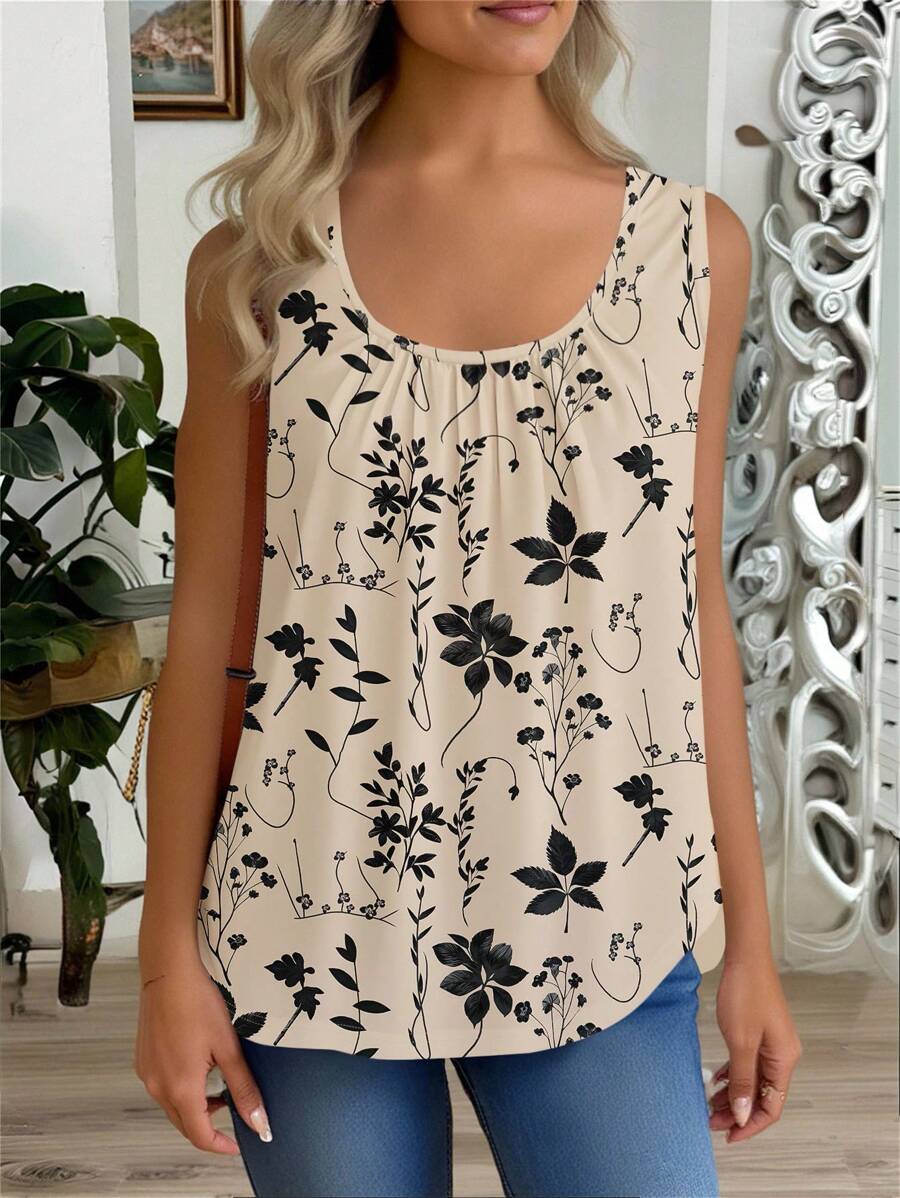 EMERY ROSE Women Ruffle Trim Loose Camisole Tanks, Vacation Wear, Suitable For Spring & Summer Women Sleeveless Tops Back To School - Multicolor - View 1