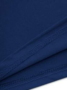 EMERY ROSE Áo phông nữ tay ngắn màu xanh nhạt in hình trái tim "One Day At A Time" - Polyester mềm, cổ tròn, có thể giặt bằng máy, thời trang xuân/hè thiết yếu, áo phông hàng ngày | Áo cổ tròn | Vải Polyester - Màu xanh hải quân - Xem 5