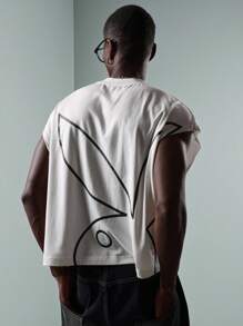 PLAYBOY X SUMWON 图案背心 无袖肌肉T恤 夏季节日街头服饰 兔子印花 现代都市休闲背心 - 白色 - 查看 1