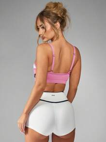 Missguided x Playboy Biustonosz sportowy z regulowanym paskiem, trening o dużym wpływie, fitness, joga, bieganie, odzież sportowa, odprowadzanie wilgoci, odzież aktywna - Różowy - Zobacz 2